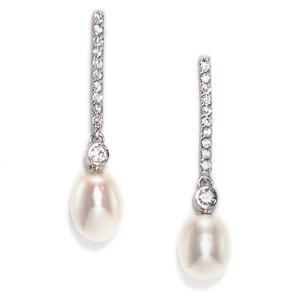 Aubrie Elegant Freshwater Pearl and Crystal Drop Earring | Anna Bellagio