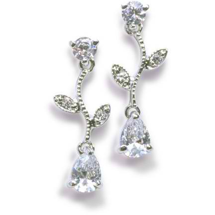 Exclusive Rhodium CZ American Diamond Wedding Choker Necklace, Tear Dr