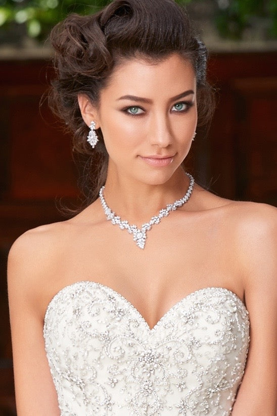 Strapless Wedding Dress with Statement Necklace