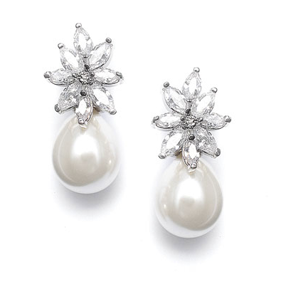 Unique Wedding Jewelry - Pearl Bridal Earrings - Pearl Cluster Drop Earrings - Style #2307