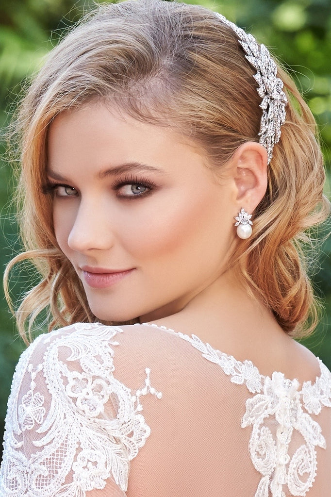 Bridal Teardrop Pearl Earrings Silver